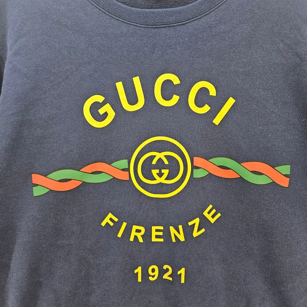 GUCCI MEN'S XL MADE IN ITALY BLUE CREWNECK SWEATSHIRT WORN TWICE